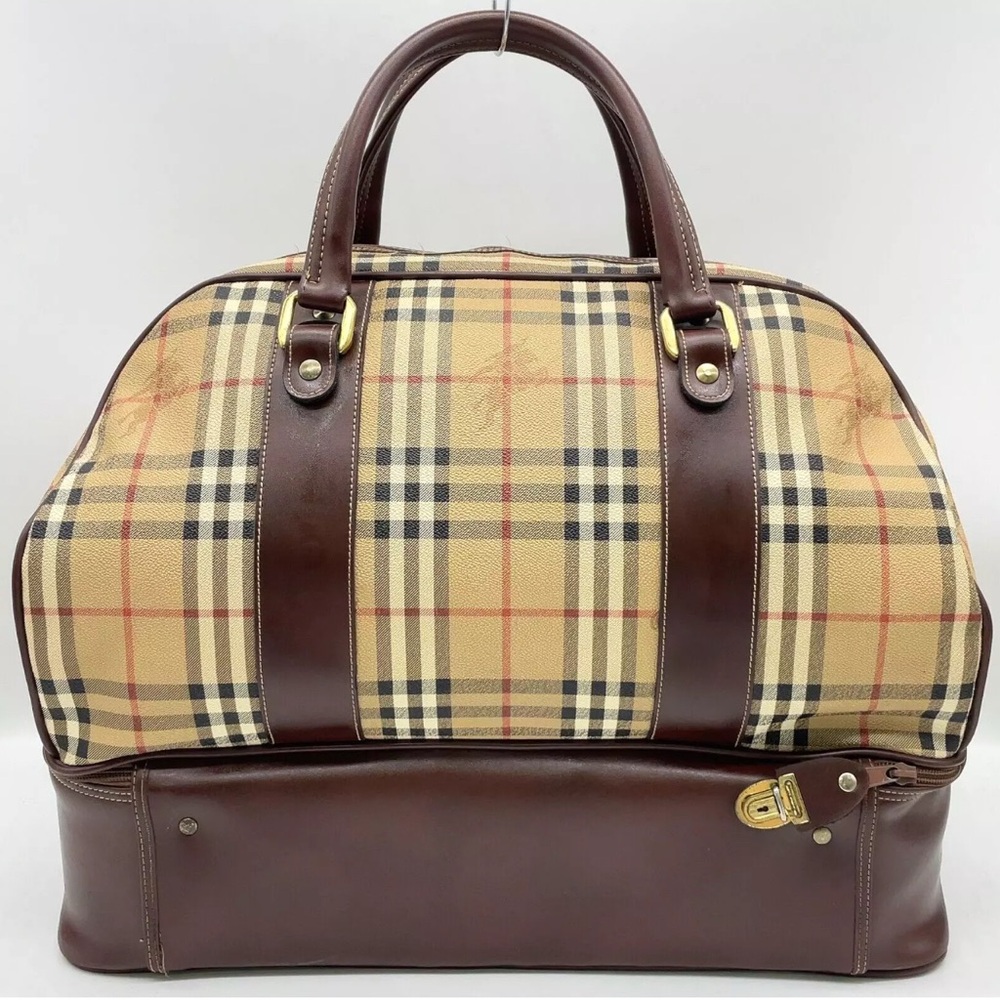Authentic Burberry Nova check Leather and PVC Horse Shadow Boston bag/travel bag - Picture 3 of 15